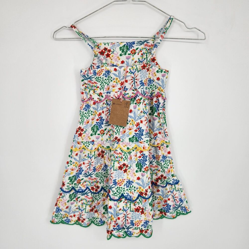 Mini Boden‎ Girls 2-3Y Floral White Scallop Tiered Sundress NWT
